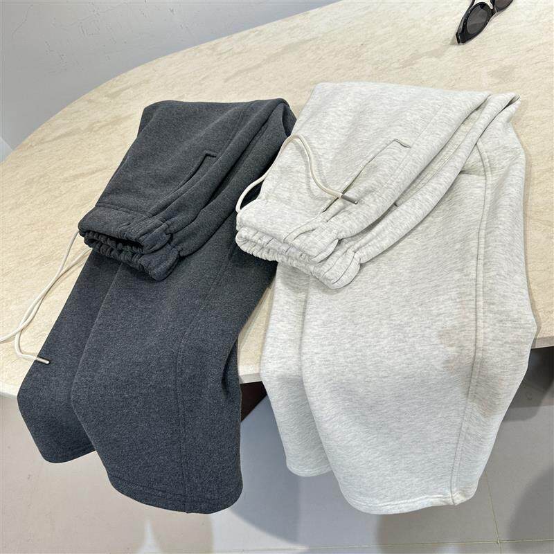 加绒运动裤女高腰抽绳显瘦百搭窄版阔腿弯刀休闲裤长裤秋冬季新款