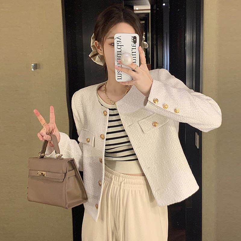 法式小香风外套女秋冬2025新款韩系气质名媛高级感小个子短款上衣