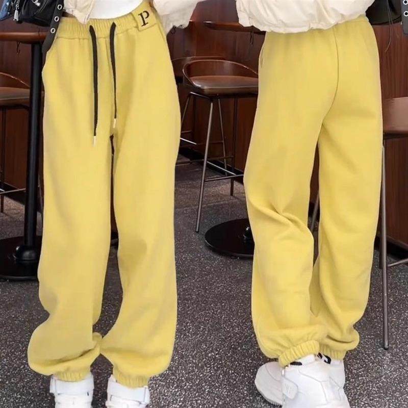 冬季新款加绒加厚卫裤女高腰运动裤子宽松显瘦休闲裤哈伦束脚长裤