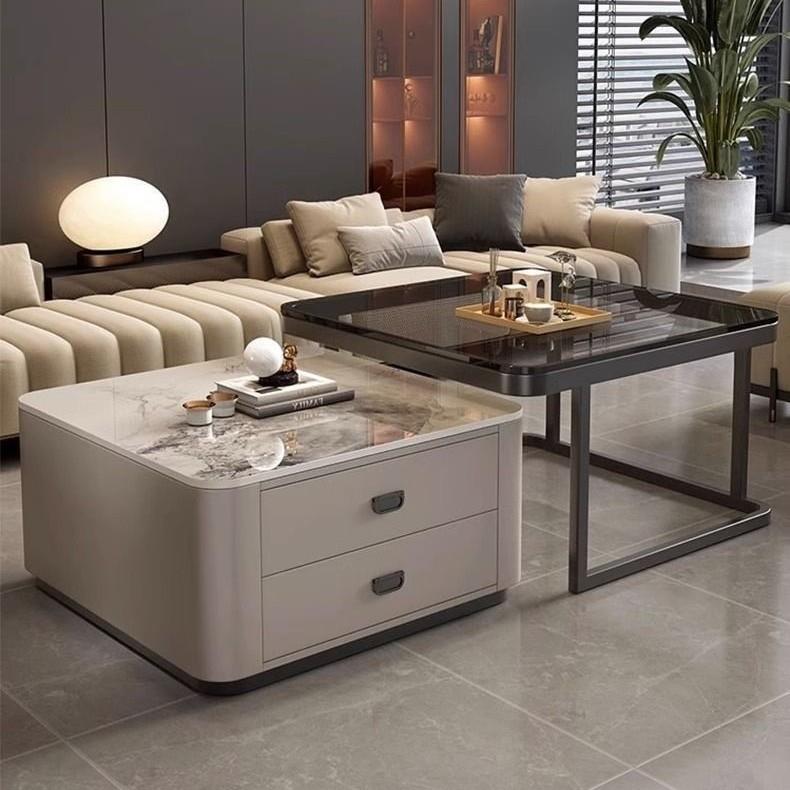 岩板折叠茶几小户型客厅家用现代简易茶桌正方形网红小户型