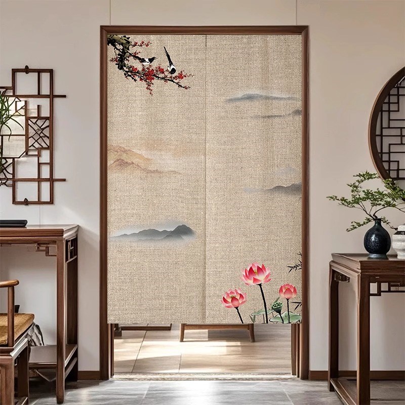 门帘2025新款高档隔断帘遮挡帘卧室房间家用半帘T免打孔免安装帘