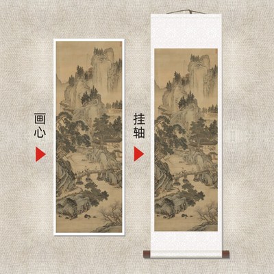 周臣《春山游骑j图》复古山水风景国画名家画作复刻高清微喷挂轴