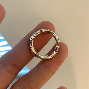 随她去莫y比乌斯指环男士 摇滚乐队嘻哈文艺英文戒指 Let