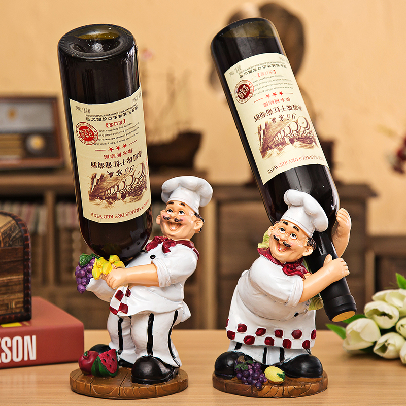 欧式创意红酒架厨师 现代客厅艺术E品家居酒柜酒架工艺装饰品摆件