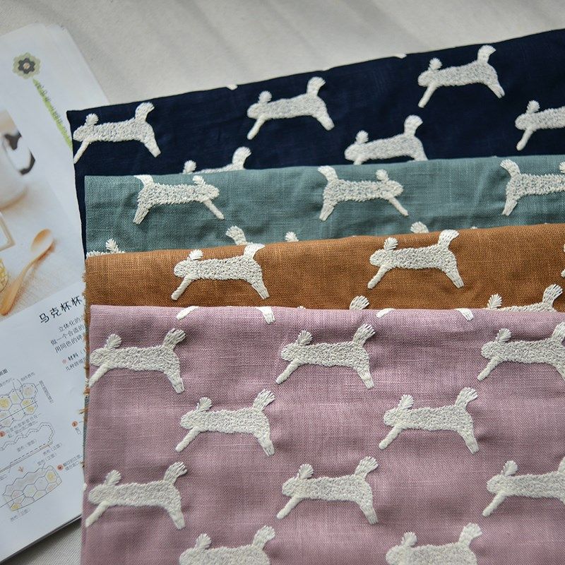 春季新款a皆川明棉麻刺绣布料手工沙发抱枕套桌布门帘半身裙面料