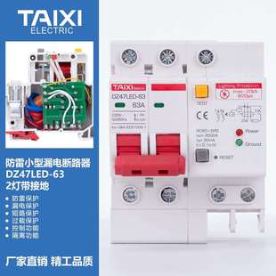 泰西2灯防雷漏电保护器DZ47LED-63 防浪涌漏电断路器电涌保护开关