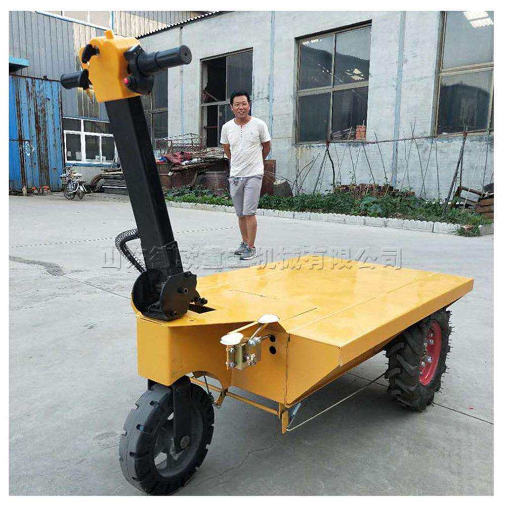 充电型土方装卸工具车 建筑工地搬运拉砖车 电动手推式平板车