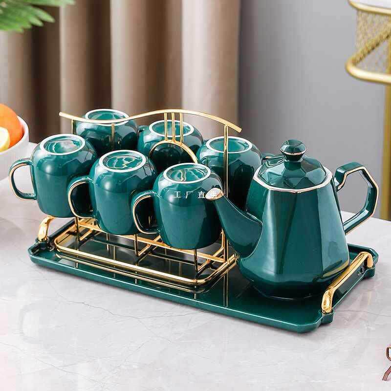 新中式水具套装耐高温陶瓷杯子待客喝水茶杯客厅家用带过滤嘴水壶