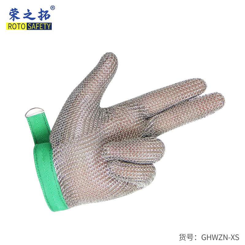 5级防切割304L不锈钢环手套 杀鱼软铁锯骨锁子甲电锯机械屠宰裁剪