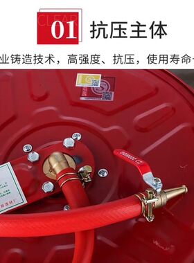 消防软管卷盘20米25米消火栓箱自救式水管高压轻便水龙转盘箱水带