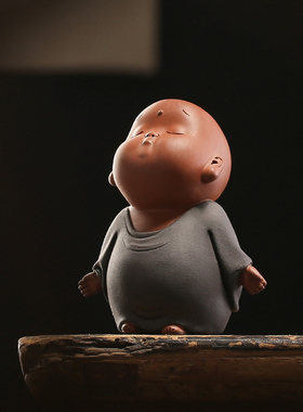 禅意中式小和尚茶宠摆件精品创意家居客厅书房茶室茶道桌面装饰品