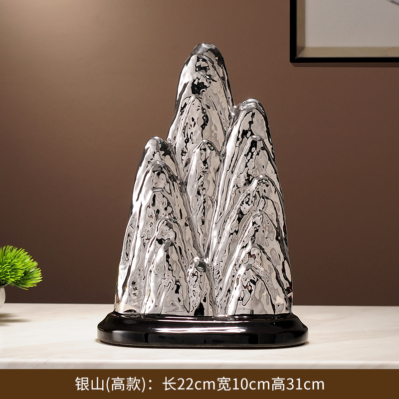 新中式金山银山摆件招财客厅玄关隔断酒柜电视柜O办公室工艺礼品