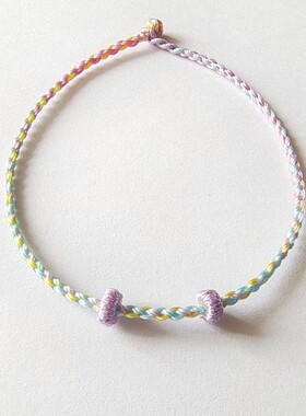 1.6mm渐变色彩色段染手工编z带固定圈可穿珠红绳手链金线脚链脚绳