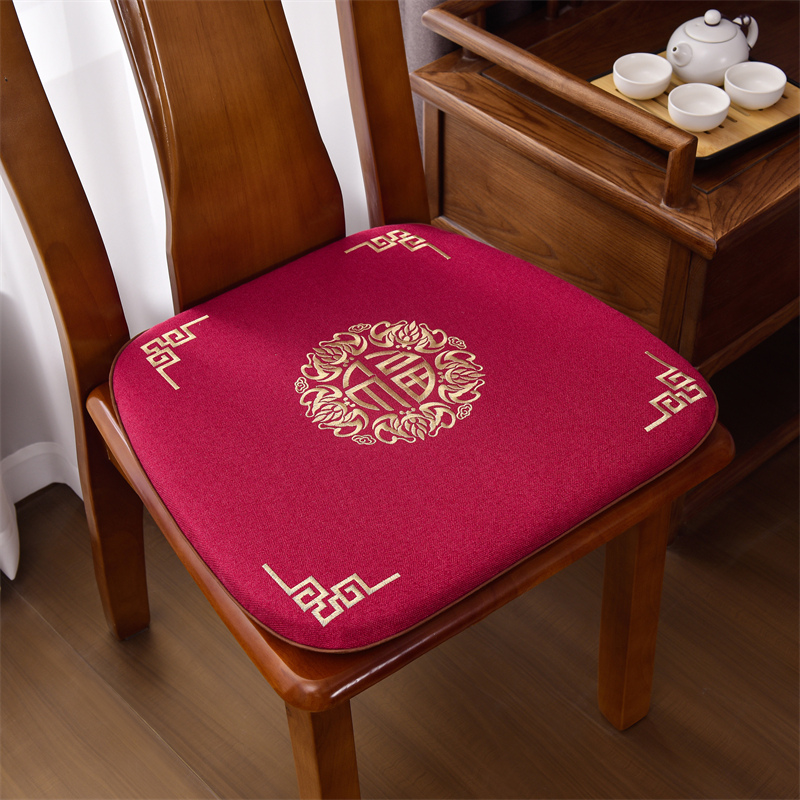 新中式刺绣餐桌椅l子坐垫实木椅垫马蹄形家用餐椅坐垫防滑四季通