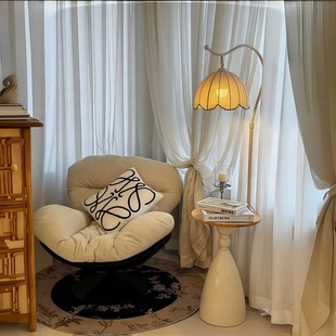 奶油风落地d灯客厅沙发旁茶几氛围灯具卧室床头柜置物一体立式 台