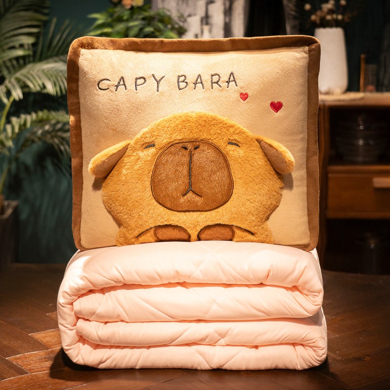 水豚抱枕被子两用j折叠午睡毯子二合一办公室枕头靠垫沙发汽车靠