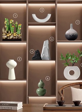 新中式轻b奢高档装饰品摆件创意家居客厅酒柜玄关办公室博古架摆