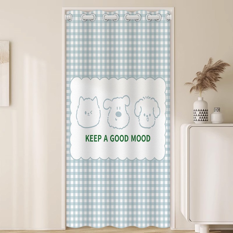 卧室免打孔空调i隔断帘房间家用门帘隔冷气防窥通风卡通可爱布帘