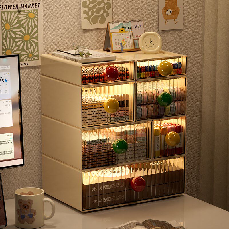 桌面收纳盒抽屉式办公室工位杂物整理F盒学生书桌台面文具置物架