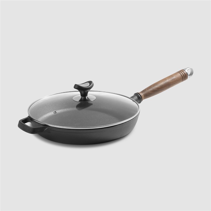 铁仕达28cm铸铁平底锅加厚生铁煎锅无涂层不O粘锅煎蛋烙饼锅牛排