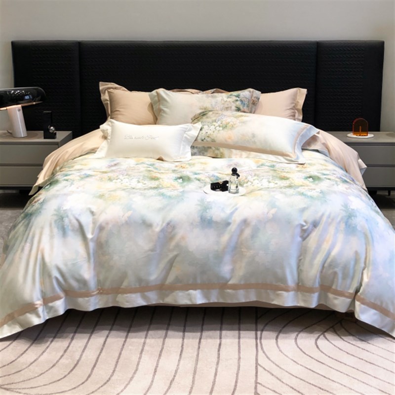 【大美唤专享f】LF兰精天丝超柔天丝棉数码印花四件套W08 热门