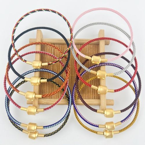 2.5mm防水钢丝绳串转运珠手绳金色扣I不锈钢手链红绳替换红绳男女