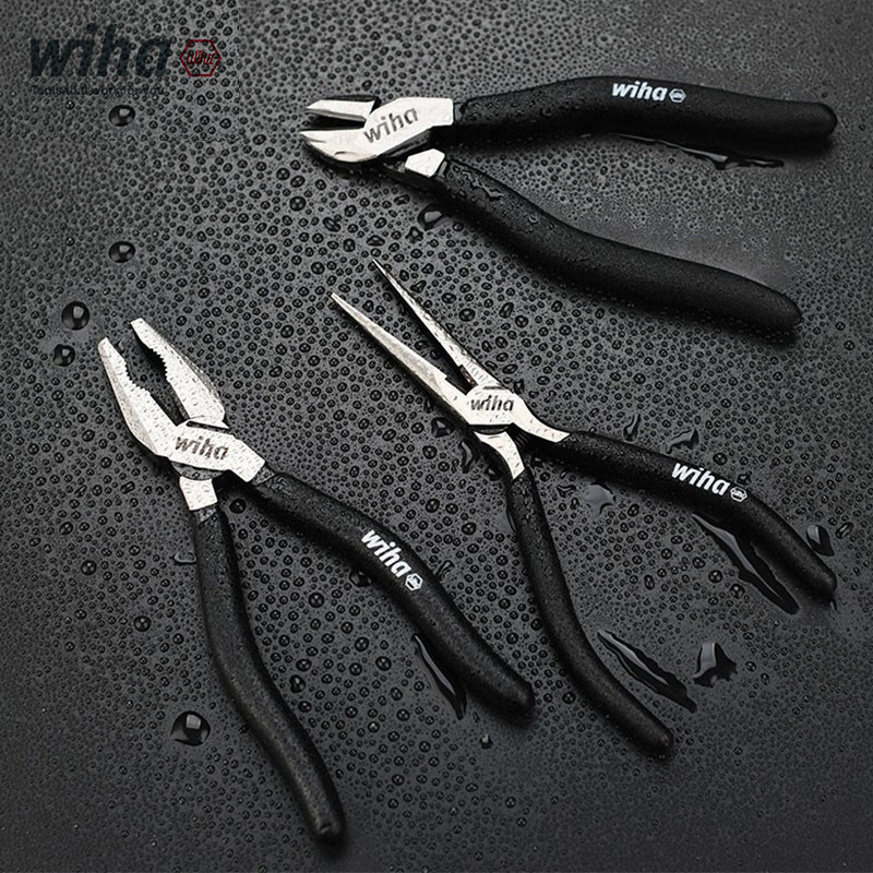 wiha威汉手工钳子迷你r小尖嘴钳进口省力针嘴钳钢丝钳斜口钳带弹