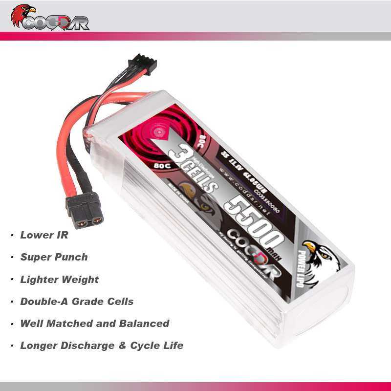 鹰氪CODDAR 5500MAH 3S 11.1V 80C航模船模锂电池 RC大脚车模1/10