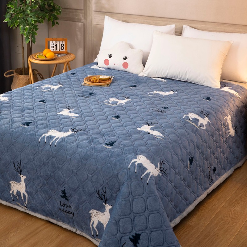 冬季珊瑚绒床单单件毛绒面加厚防滑法兰绒毯子宿舍V单人牛奶绒床