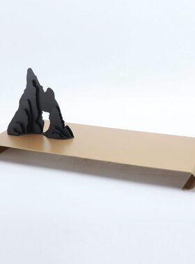 样板间托盘金属假山影饰品摆件样板房铁艺酒店软装家居饰品新中式