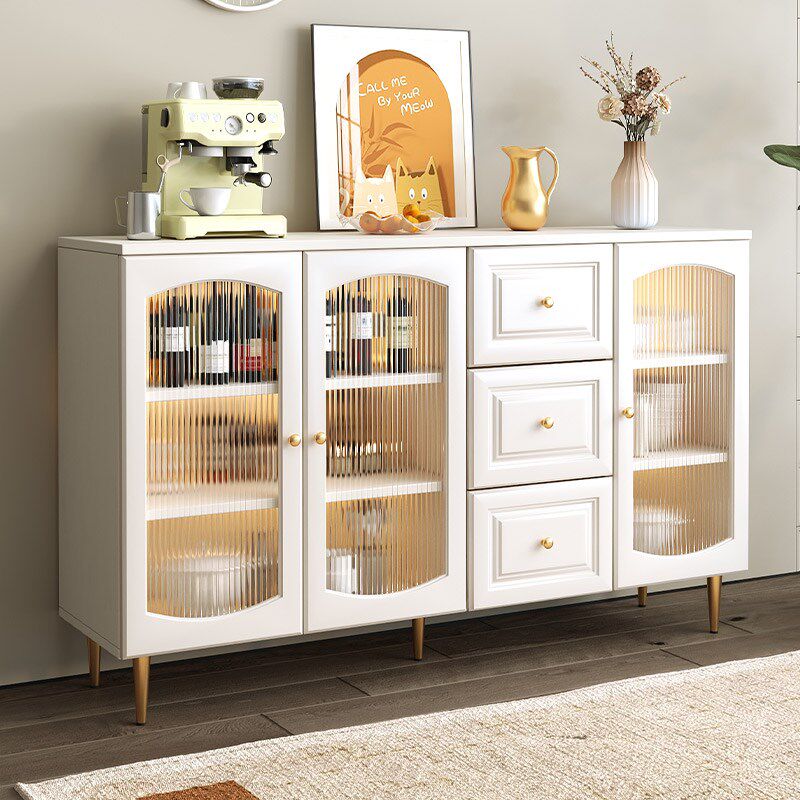 玻璃门餐边柜家用实木客厅欧式储物D柜现代简约厨房碗柜收纳茶水