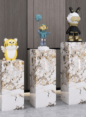 客厅玄关酒店会所展厅大理石雕塑摆件底I座摆台工艺品装饰岩板基