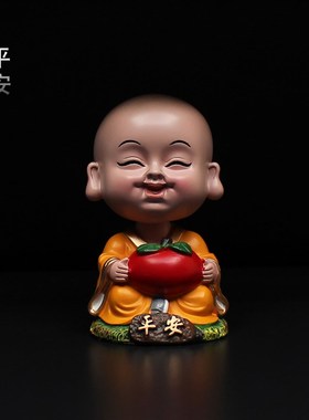 小沙弥车载摇头摆件一禅淡定新款汽车饰品一休淡定T点头小和尚禅