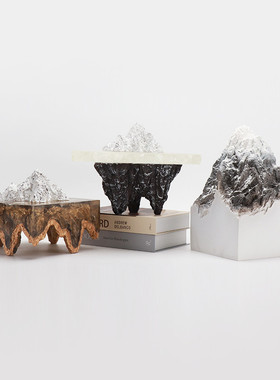 现代新中式轻奢艺术品雕塑摆件y办公室玄关假山样板间客厅软装饰