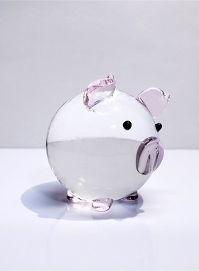 水晶小猪琉璃摆件创意礼s品汽车饰品玻璃十二生肖定制可爱动物属