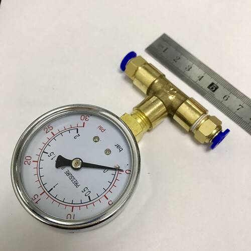 60mm 30psi 压力表 2bar 含两边接外径6mm的pu管接头  不含气管