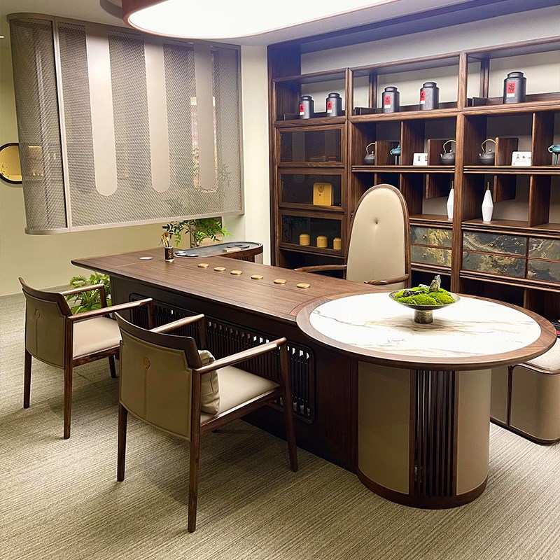 新中式实木茶桌椅组合2025新款高端商务会客茶台办公室.功夫泡茶