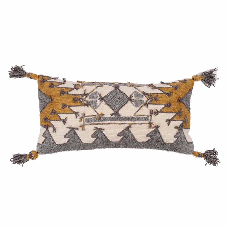 视觉味道 进口摩洛哥风格长条手工剪花棉抱枕北欧Y创意几何靠垫