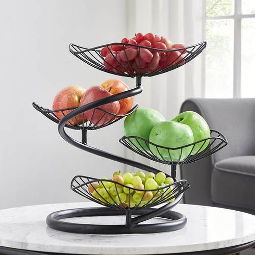 水果盘客厅家用时尚茶几多层荷叶形果篮欧式收纳框简约轻奢置物架