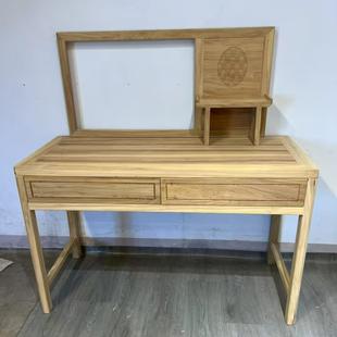 新中式实木梳妆台卧室免安装简易现代简约白茬榆木家具小型化妆桌