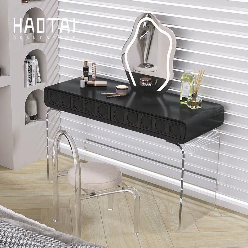 意式极简烤漆梳妆台全实木简约小户型卧室奶油风悬浮感化妆桌书桌