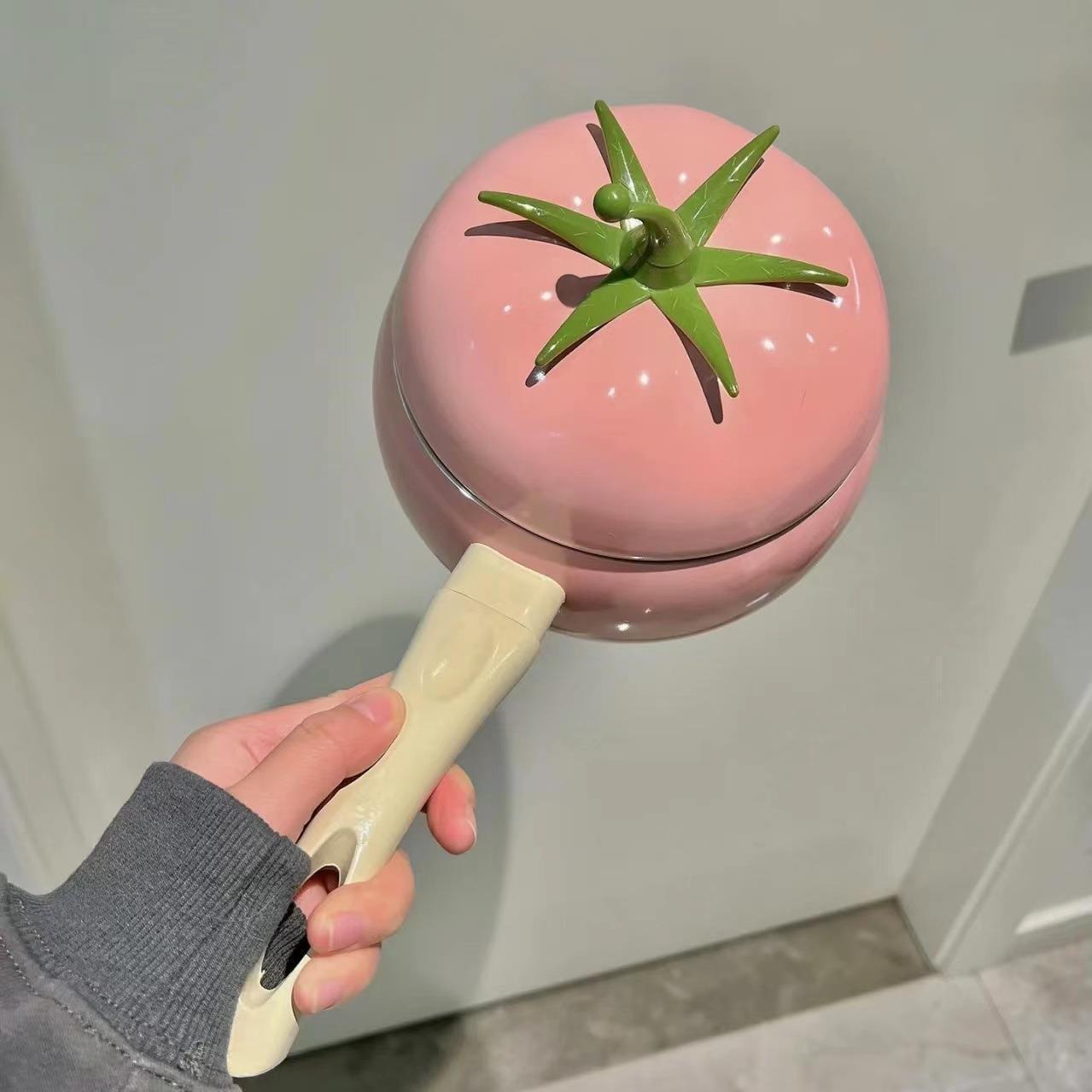 粉色西红柿番茄炒锅小奶锅不粘锅煮面锅婴儿辅食锅泡面迷你小汤锅