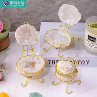 外贸天然水晶玛瑙洞首饰盒水晶消磁摆件白玛瑙晶洞聚宝盆装饰摆件