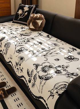 【折扣价】异形垫)-黑色雪尼尔沙发垫四季通用2025新款一整张秋冬