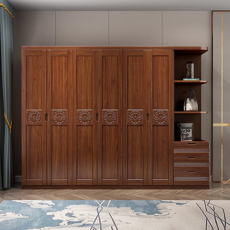 【折扣价】新中式胡桃木实木衣柜简约卧室家用衣柜大容量衣橱多功
