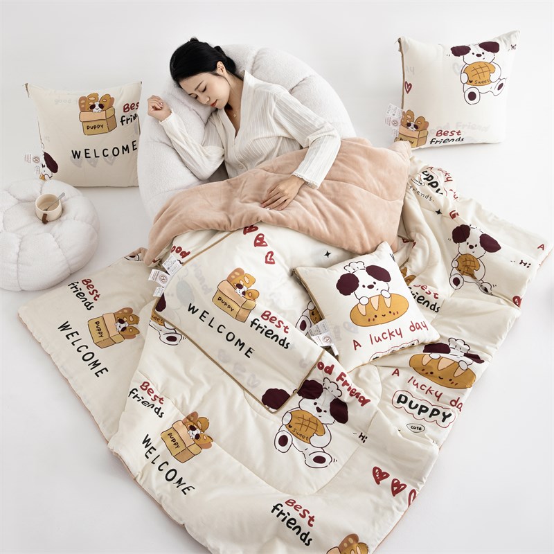 A类/牛奶绒抱枕被子两用冬天加厚二合一L午睡车用靠枕车载枕头被