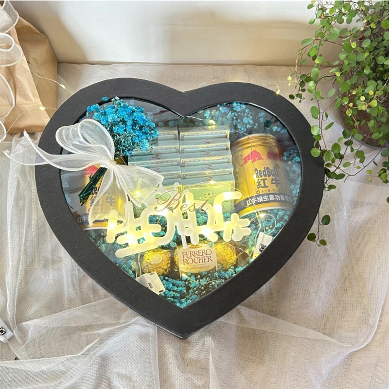 情人节爱心礼盒送男友生日情侣礼盒炫赫门成M品花束生日浪漫礼物