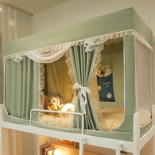 一体式 无涂层 学生宿舍i床帘蚊帐上铺遮光专用窗帘寝室下铺免安装