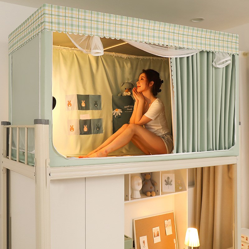 A类床帘蚊帐一体式下铺上铺遮光全封闭学生宿舍上下U床单人三开门