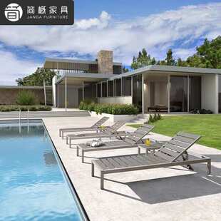 休闲别墅泳池日光浴躺椅庭院花园躺床酒店度假村藤编防水防晒躺椅